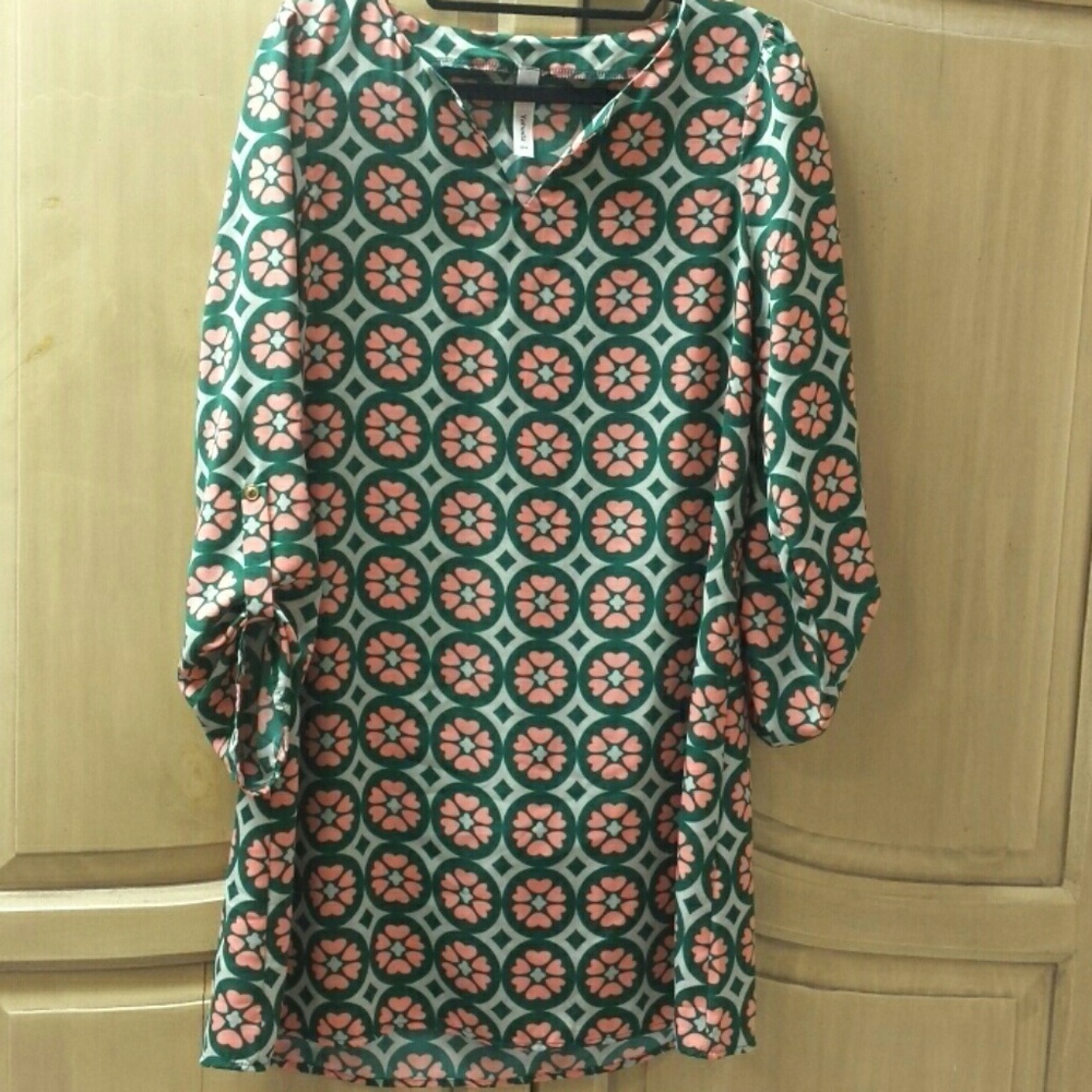 Green and Coral pink tunic